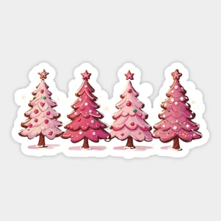 Cute pink Christmas trees Sticker